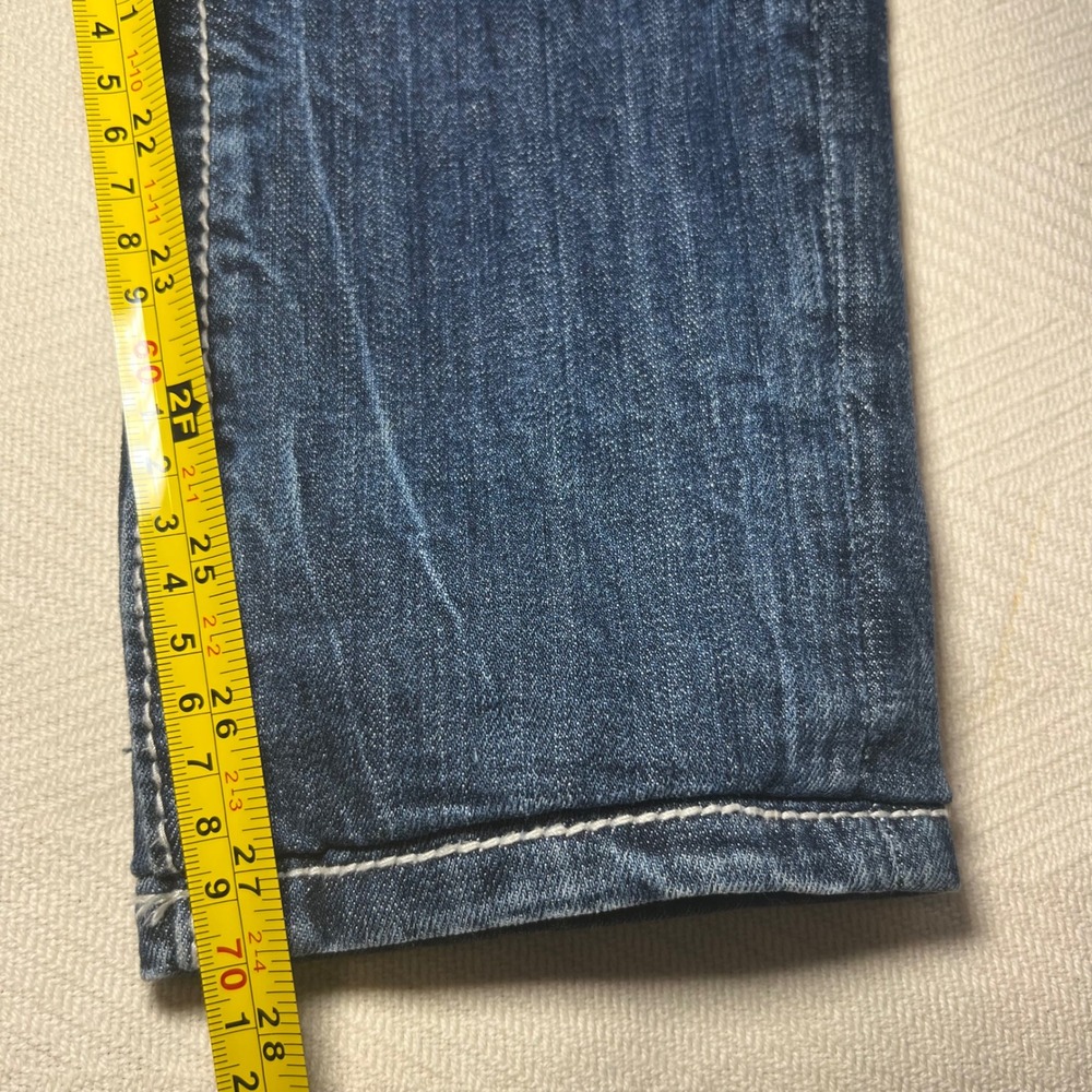 Miss Me Easy Skinny Y2K 2000s Dark Wash Thick Stitch Low Rise Size 27 - Picture 8 of 10